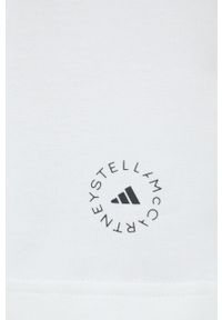 Adidas by Stella McCartney - adidas by Stella McCartney t-shirt HB7401 damski kolor biały. Kolor: biały. Materiał: bawełna, materiał, dzianina, skóra, włókno #5