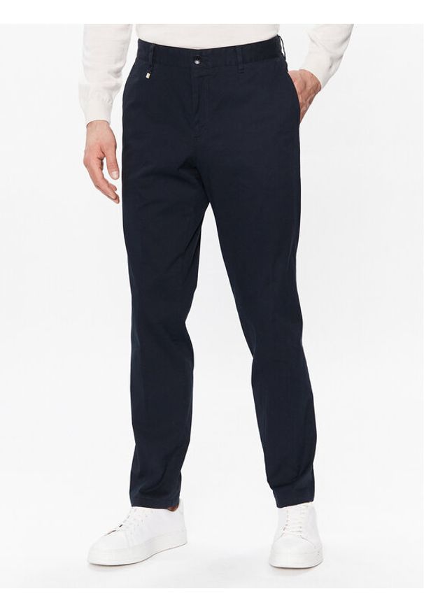BOSS - Boss Spodnie materiałowe C-Genius 50485076 Granatowy Slim Fit. Kolor: niebieski. Materiał: materiał, bawełna