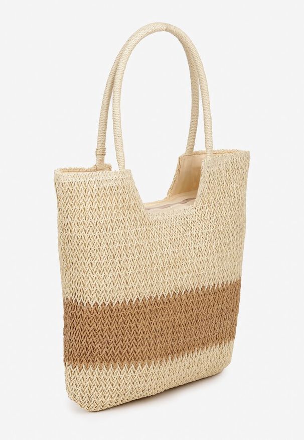 Renee - Beżowa Torebka z Plecionki na Rączkach z Chwostami Livonia. Kolor: beżowy. Sezon: lato. Styl: boho, elegancki, wizytowy, casual
