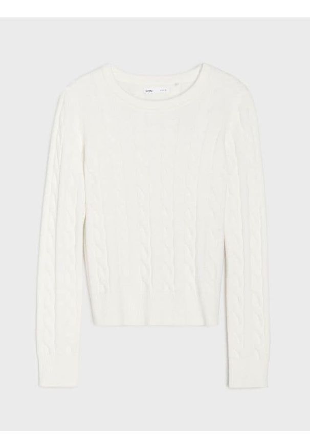 Sinsay - Strukturalny sweter - kremowy. Kolor: kremowy