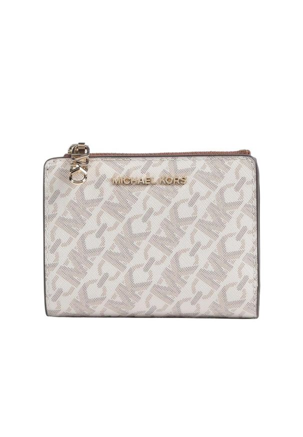 Michael Kors - MICHAEL KORS Biały portfel z monogramem. Kolor: biały. Materiał: skóra ekologiczna