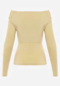 Born2be - Zielona Bluzka z Bawełną Dekoltem Typu Łódka i Marszczeniem Typhatos. Okazja: na co dzień. Kolor: zielony. Materiał: bawełna. Styl: casual, elegancki #8