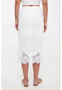 Twinset Milano - Spódnica lniana z koronką TWINSET. Materiał: len, koronka. Wzór: koronka #4