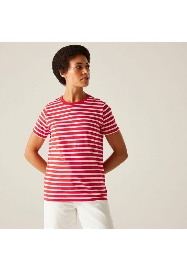 Regatta - Koszulka turystyczna damska Bayletta. Kolor: czerwony. Materiał: tkanina, jersey. Długość rękawa: krótki rękaw. Długość: krótkie