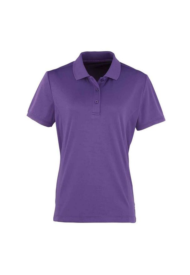 PREMIER - Damska Koszulka Polo Coolchecker. Typ kołnierza: polo. Kolor: fioletowy