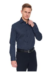 TOP SECRET - Koszula wzorzysta dopasowany krój. Okazja: do pracy, na spotkanie biznesowe. Kolor: niebieski. Materiał: bawełna. Długość rękawa: długi rękaw. Długość: długie. Sezon: zima. Styl: klasyczny, elegancki, biznesowy #5