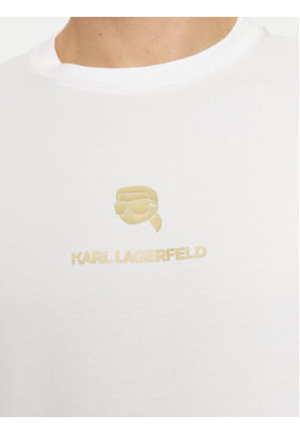 Karl Lagerfeld - KARL LAGERFELD T-Shirt 755461 551235 Biały Regular Fit. Typ kołnierza: dekolt w karo. Kolor: biały. Materiał: bawełna