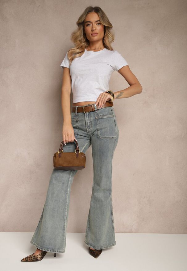 Renee - Jasnoszary Bawełniany T-shirt Typu Basic Olionis. Okazja: na co dzień. Kolor: szary. Materiał: bawełna. Styl: casual, klasyczny, elegancki