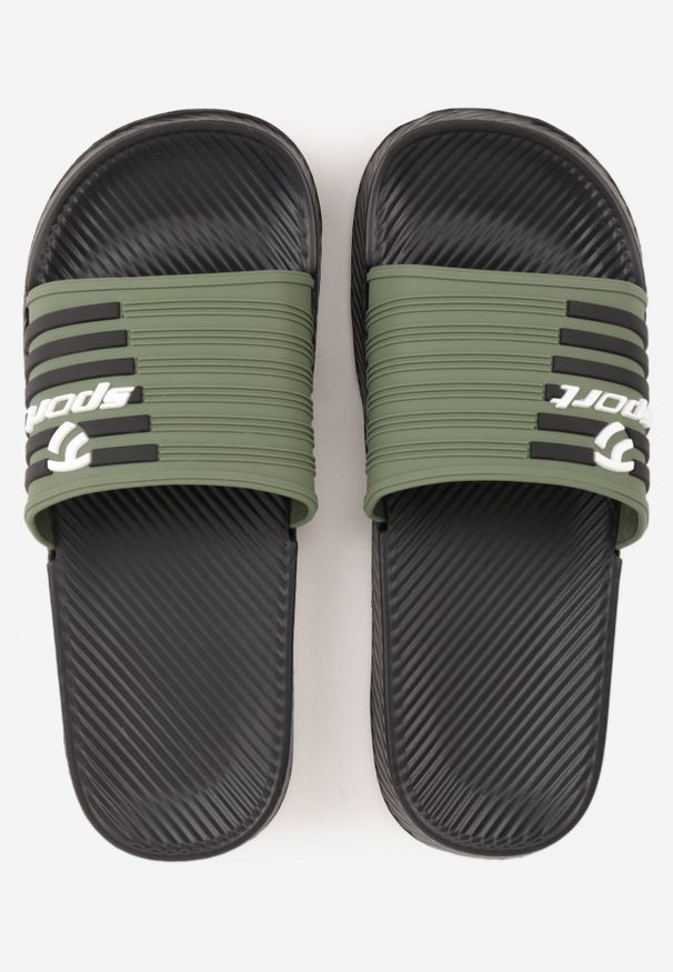 Born2be - Zielone Klapki Sportowe z Piankowego Materiału Thesedice. Okazja: na co dzień. Kolor: zielony. Materiał: materiał. Sezon: lato. Styl: sportowy