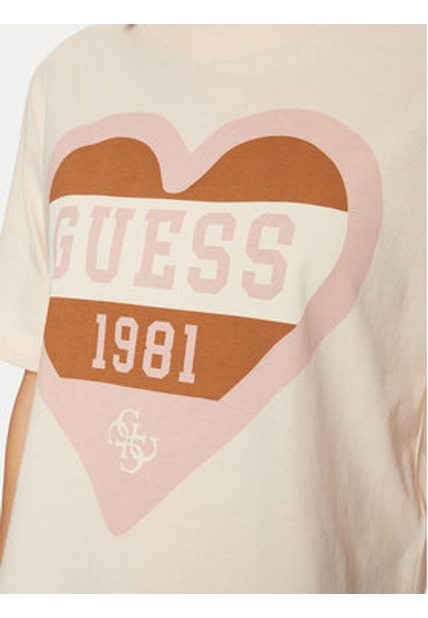 Guess T-Shirt V5RI01 I3Z14 Écru Regular Fit. Materiał: bawełna
