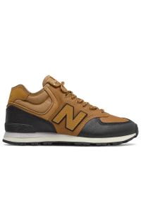Buty New Balance MH574XB1 - brązowe. Kolor: brązowy. Materiał: guma, skóra, futro. Szerokość cholewki: normalna. Sezon: zima. Model: New Balance 574