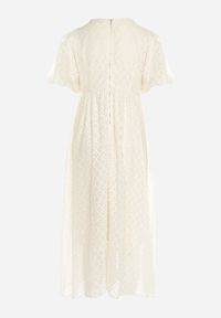 Born2be - Beżowa Haftowana Sukienka Taliowana Maxi Indiria. Kolor: beżowy. Materiał: tkanina, materiał. Długość rękawa: krótki rękaw. Wzór: haft. Długość: maxi #7