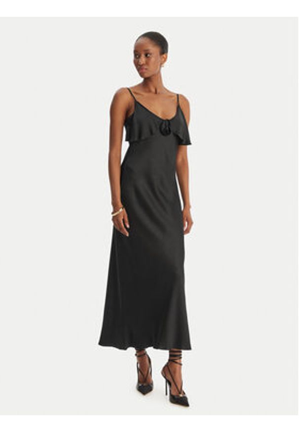 Fracomina Sukienka koktajlowa FS26SD2007W58301 Czarny Slim Fit. Kolor: czarny. Materiał: wiskoza. Styl: wizytowy