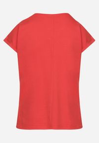 Born2be - Czerwony T-shirt z Bawełny Ozdobiony Kieszonką Ziarene. Okazja: na co dzień. Kolor: czerwony. Materiał: bawełna. Wzór: aplikacja. Styl: sportowy, casual #7