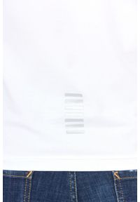 EA7 Emporio Armani - EA7 Biała koszulka polo ze srebrnym logo. Typ kołnierza: polo. Kolor: biały #5