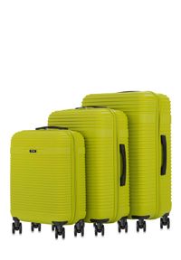 Ochnik - Komplet walizek na kółkach 19''/24''/28''. Kolor: zielony. Materiał: guma, poliester, materiał, kauczuk
