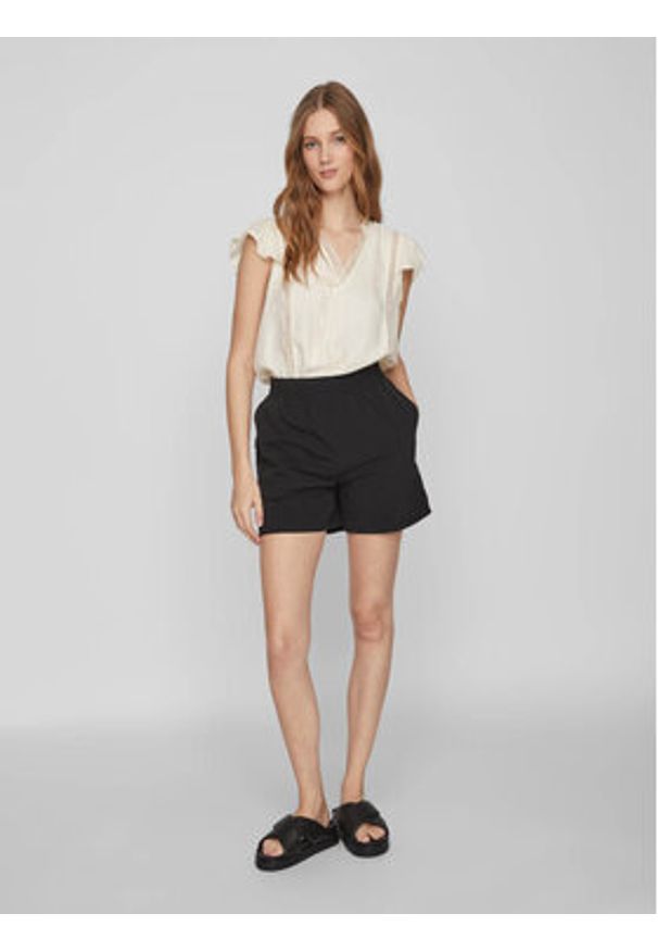 Vila Bluzka Lucia 14086329 Écru Loose Fit. Materiał: wiskoza