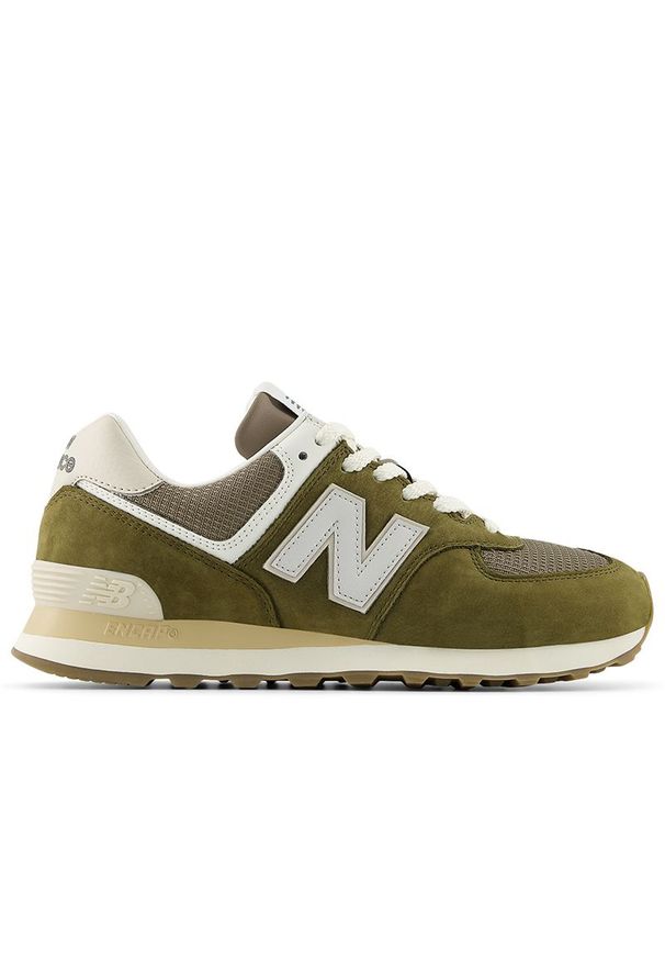 Buty unisex New Balance U5742RG - zielone. Kolor: zielony. Materiał: zamsz, materiał, skóra, guma, syntetyk. Szerokość cholewki: normalna. Model: New Balance 574