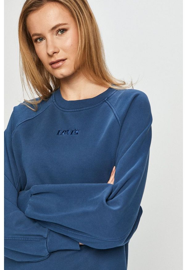 Levi's® - Levi's - Sukienka. Okazja: na spotkanie biznesowe. Kolor: niebieski. Materiał: dzianina. Długość rękawa: raglanowy rękaw. Styl: biznesowy