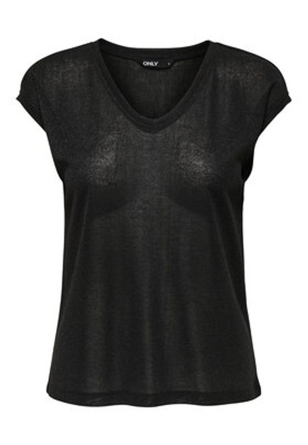 only - ONLY T-Shirt Silvery 15136069 Czarny Loose Fit. Kolor: czarny. Materiał: syntetyk
