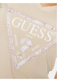 Guess T-Shirt W5RI21 J1314 Beżowy Regular Fit. Kolor: beżowy. Materiał: bawełna