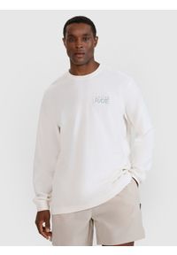 4f - 4F Longsleeve oversize z nadrukiem męski - biały S. Okazja: na co dzień. Kolor: biały. Materiał: dzianina, bawełna, włókno, poliester, materiał. Długość rękawa: długi rękaw. Długość: długie. Wzór: nadruk. Styl: klasyczny, elegancki, sportowy, casual