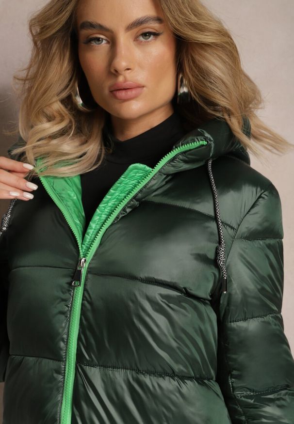 Renee - Ciemnozielona Kurtka Cilitheme. Okazja: na co dzień. Kolor: zielony. Materiał: tkanina. Długość: długie. Styl: casual