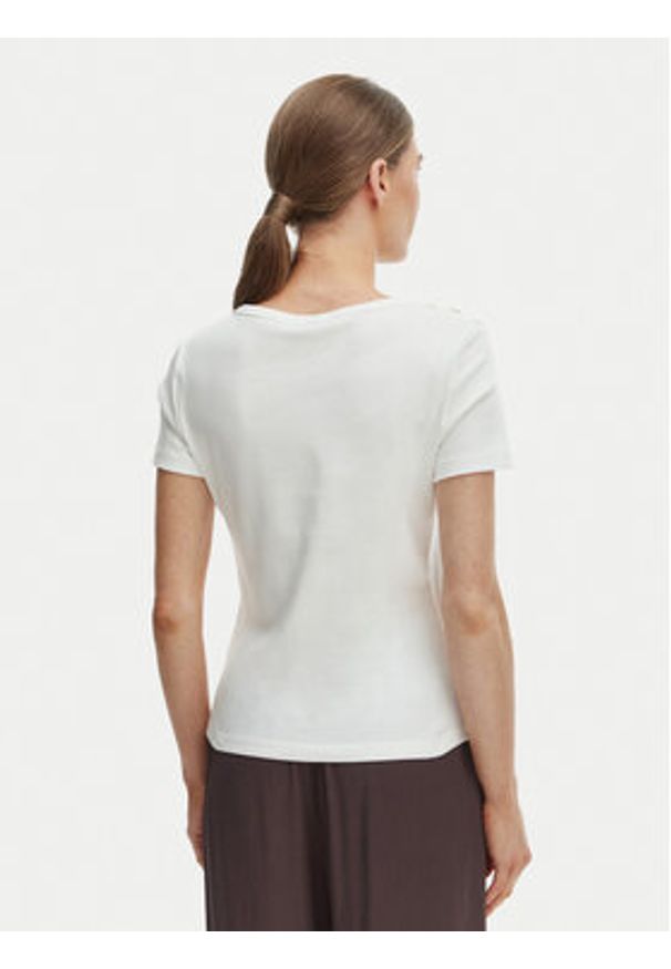 TOMMY HILFIGER - Tommy Hilfiger T-Shirt WW0WW49250 Écru Slim Fit. Kolor: kremowy. Materiał: bawełna