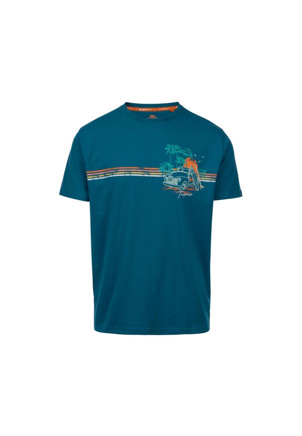 TRESPASS - Koszulka męska Trespass Zama niebieska 2XL. Kolor: wielokolorowy, niebieski, pomarańczowy. Materiał: dzianina. Wzór: nadruk