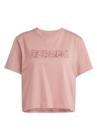 Adidas - Koszulka Terrex Graphic. Kolor: różowy. Materiał: bawełna