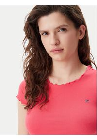 Tommy Jeans Sukienka letnia Babylock DW0DW20614 Różowy Slim Fit. Kolor: różowy. Materiał: bawełna. Sezon: lato
