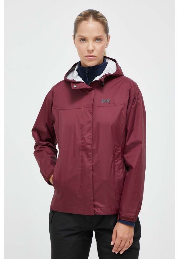 Helly Hansen kurtka outdoorowa kolor bordowy. Kolor: czerwony. Materiał: materiał. Wzór: nadruk