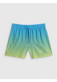 4f - 4F Spodenki plażowe boardshorty męskie - niebieskie L. Kolor: niebieski. Materiał: tkanina, skóra, materiał #1