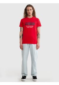 Big-Star - Koszulka męska z nadrukiem z linii Authentic czerwona Millaner 603. Okazja: do domu. Kolor: czerwony. Materiał: bawełna, dzianina. Wzór: nadruk. Styl: klasyczny #5