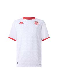 Kappa - Koszulka wyjazdowa dziecięca Tunezja Kombat 2025/26. Kolor: wielokolorowy, biały, czerwony. Sport: piłka nożna #1