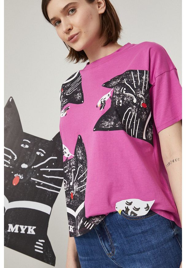 medicine - Medicine T-shirt bawełniany kolor różowy. Kolor: różowy. Materiał: bawełna