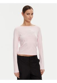 Hugo - HUGO Bluzka 50537227 Różowy Slim Fit. Kolor: różowy. Materiał: bawełna #1