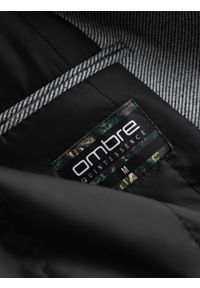 Ombre Clothing - Wzorzysty jednorzędowy męski płaszcz z kieszeniami – szary V3 - Rozmiar: XXL. Typ kołnierza: kołnierz rewers. Kolor: szary. Materiał: syntetyk, tkanina, poliester, materiał. Wzór: ze splotem #11