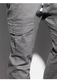 Ombre Clothing - Spodnie męskie JOGGERY z kieszeniami cargo - szare V2 P886 - L. Kolor: szary. Materiał: bawełna, elastan. Wzór: geometria #7