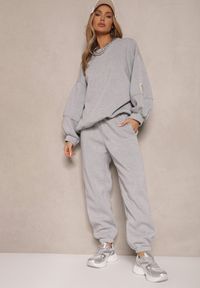 Renee - Szary Komplet Dresowy z Polarową Podszewką Bluza i Joggery Ziline. Kolor: szary. Materiał: dresówka, polar