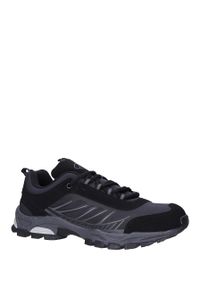 Casu - Czarne buty sportowe sznurowane softshell casu a1810-1. Okazja: na spacer. Kolor: wielokolorowy, czarny, szary. Materiał: softshell. Szerokość cholewki: normalna. Sport: turystyka piesza #2