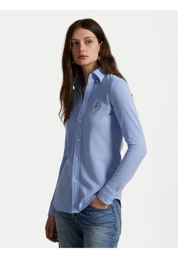 Polo Ralph Lauren Koszula 211664427001 Błękitny Slim Fit. Typ kołnierza: polo. Kolor: niebieski. Materiał: bawełna