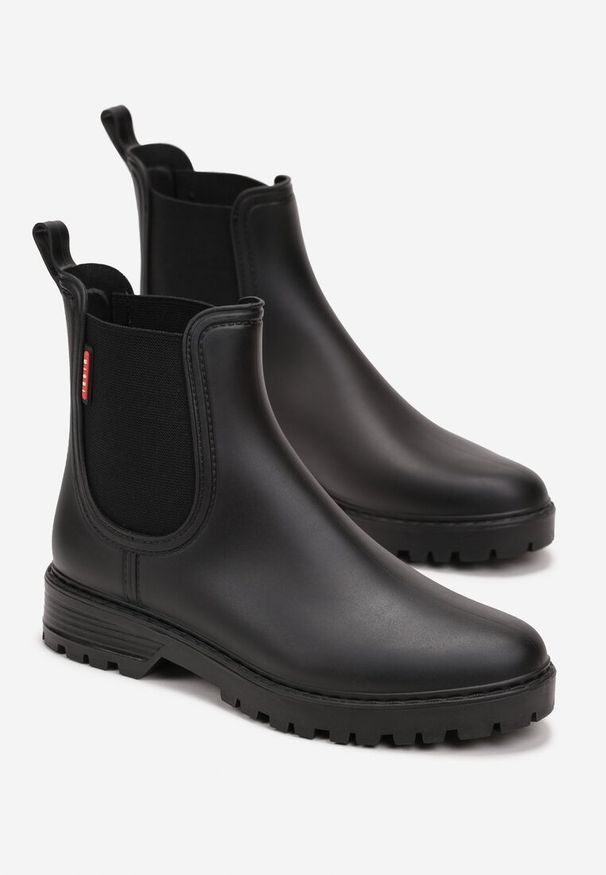 Born2be - Czarne Kalosze z Elastycznymi Wstawkami Teresine. Kolor: czarny