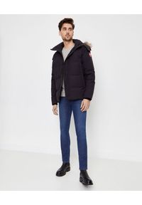 CANADA GOOSE - Ciemnogranatowa kurtka Wyndham. Kolor: niebieski. Materiał: jeans, puch, materiał. Długość rękawa: długi rękaw. Długość: długie. Wzór: aplikacja. Styl: klasyczny #3