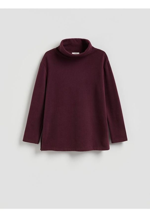 Reserved - Bluza ze stójką - ciemnofioletowy. Typ kołnierza: kołnierzyk stójkowy. Kolor: fioletowy. Materiał: bawełna, dzianina. Wzór: gładki