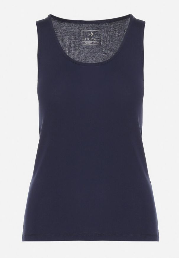 Born2be - Granatowy Bawełniany Top w Klasycznym Stylu Fevoirae. Okazja: na co dzień. Kolor: niebieski. Materiał: bawełna. Styl: klasyczny