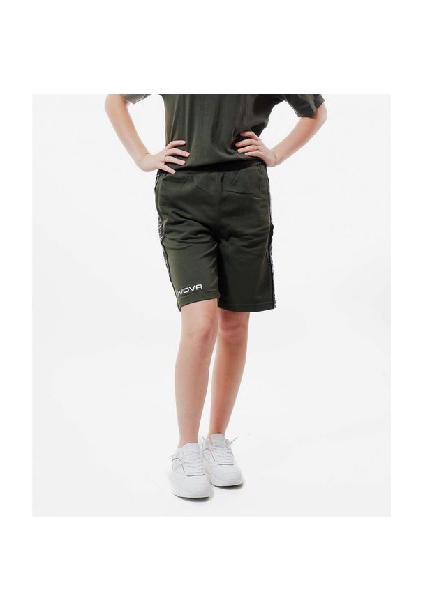 Szorty z paskiem Givova. Kolor: zielony. Długość: krótkie. Wzór: paski. Sezon: lato