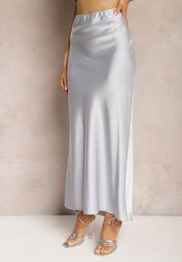 Renee - Szara Satynowa Spódnica Maxi High Waist Formia. Stan: podwyższony. Kolor: szary. Materiał: satyna #4