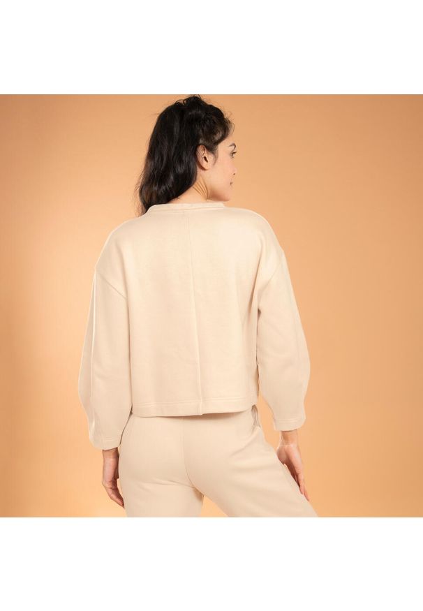 KIMJALY - Bluza do jogi damska Kimjaly. Kolor: beżowy. Materiał: bawełna, materiał, poliester, elastan. Sport: joga i pilates