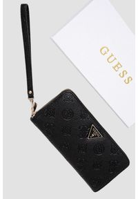 Guess - GUESS Czarny portfel Cresidia Slg Large Zip Around. Kolor: czarny